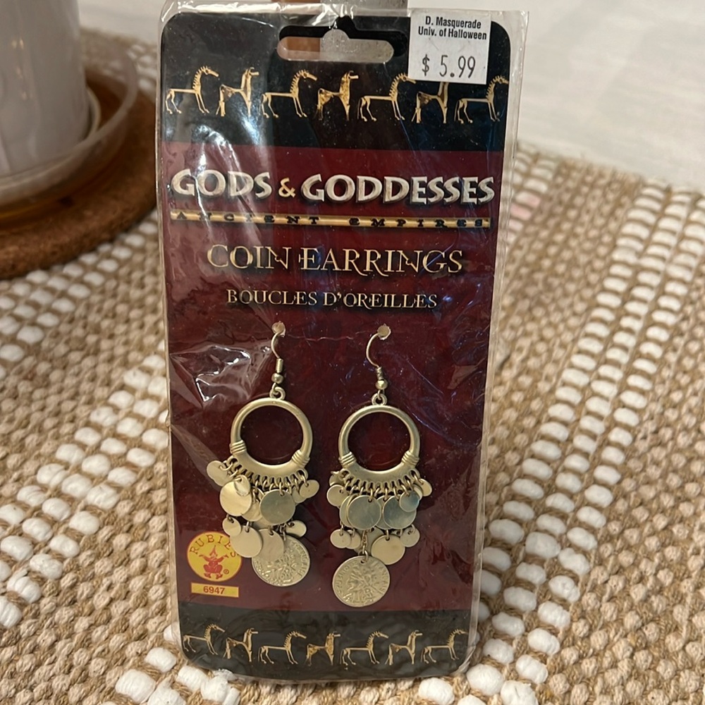 Gods & Goddesses Coin Earrings Halloween Costume Rubies 6947